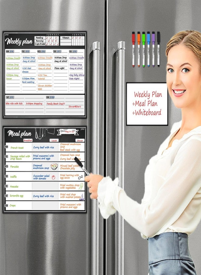 JJPRO Magnetic Dry Erase Meal Planning Whiteboard for Refrigerator-Magnetic Weekly Planner for Fridge-One Bonus Notepad whiteboard-Refrigerator Organizer with Weekly Planning Boards - Image 1