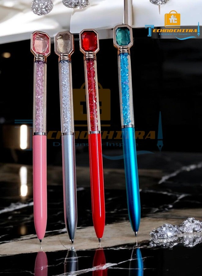 TECHNOCHITRA Gems Pen - Cute & Stylish Pen Set for Kids - School & Office Supplies, Multi Colors, Set of 4 - Image 4