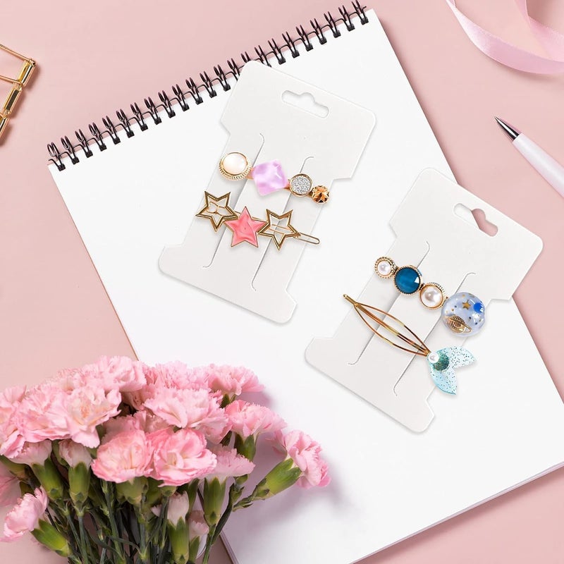 Zenomia Hair Clip Display Cards Cardboard Hair Bow Display Cards Holder White Paper Hairpin Card for Jewelry Hair Accessories (4x2.5) 50pcs - Image 5
