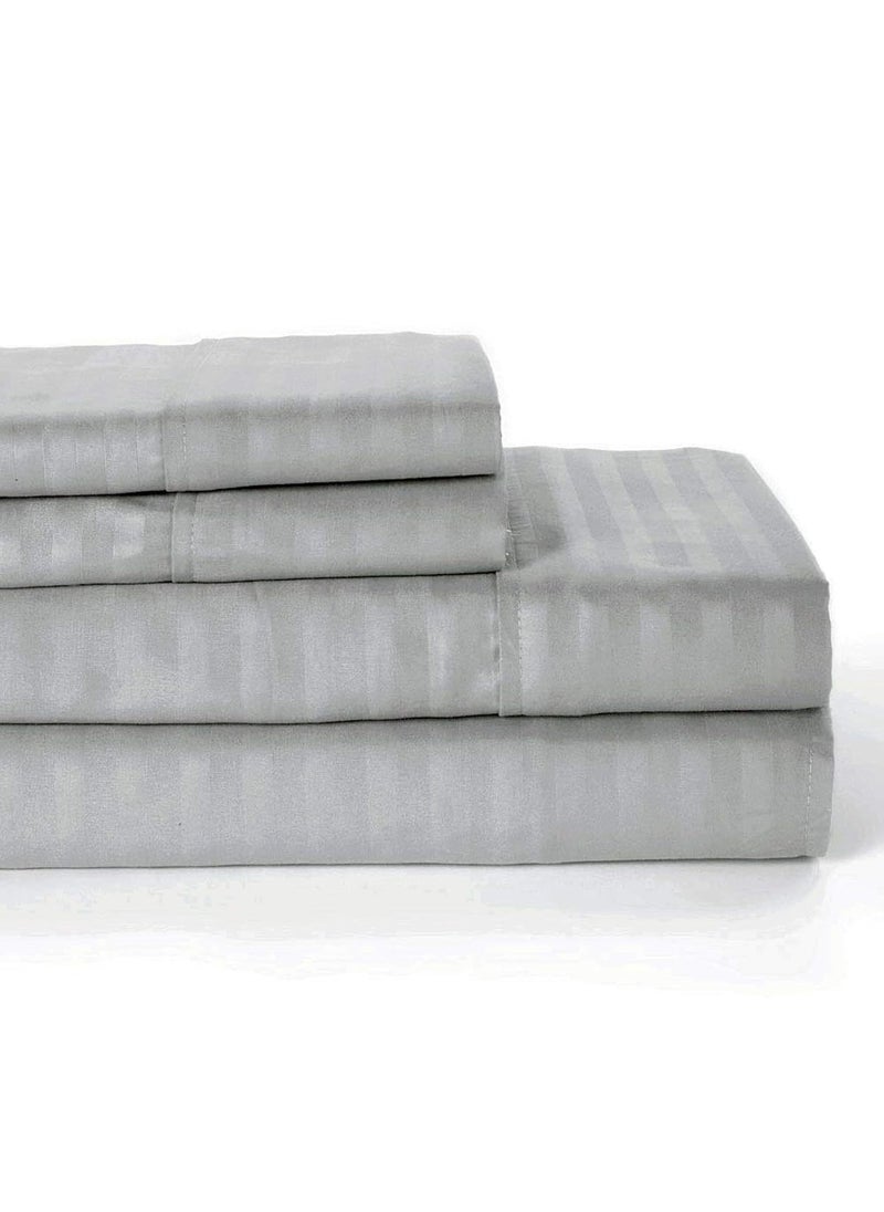 Linenovation Linenovation Set of 2 Single Size Bedsheet with 2 Pillow Covers 54 x 90 inch 300 TC 100 Cotton Satin Plain Premium Platinum Superior Elegant Solid Stripes Pure Cotton Bedsheet for Home Regular Use Hotel UseGrey  - Image 2