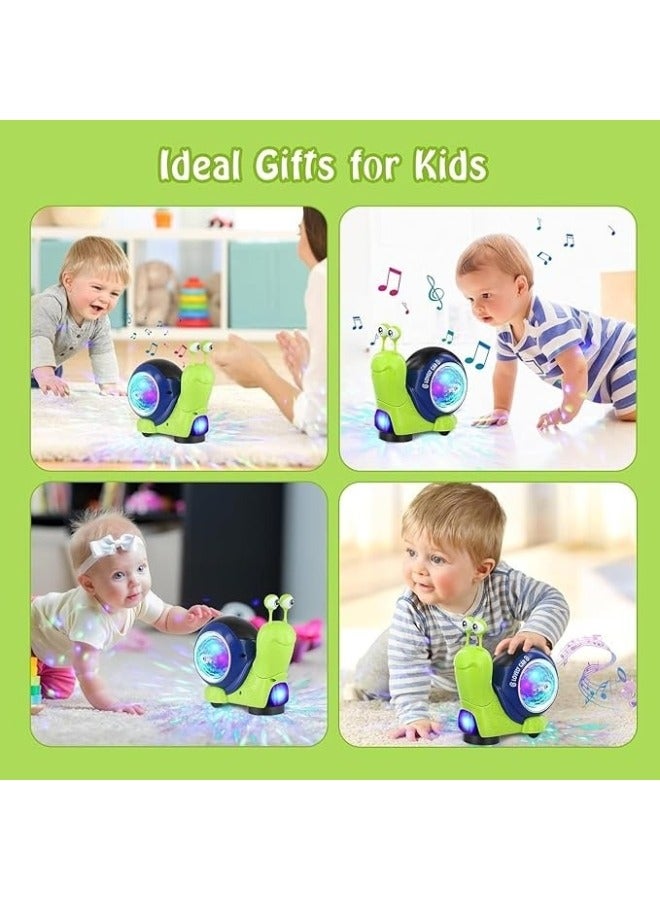 لعبة حلزون زاحف للأطفال، لعبة حسية تفاعلية موسيقية كهربائية خفيفة للمشي، للأطفال وللحيوانات الأليفة مع تجنب العوائق تلقائيًا (لون عشوائي) - Image 2