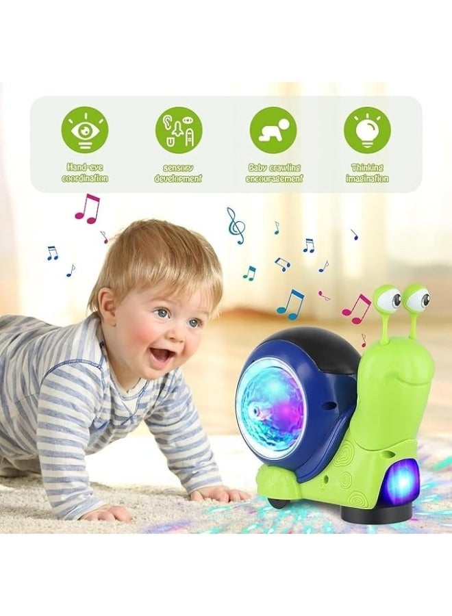 لعبة حلزون زاحف للأطفال، لعبة حسية تفاعلية موسيقية كهربائية خفيفة للمشي، للأطفال وللحيوانات الأليفة مع تجنب العوائق تلقائيًا (لون عشوائي) - Image 4