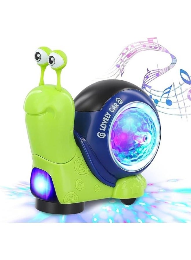 لعبة حلزون زاحف للأطفال، لعبة حسية تفاعلية موسيقية كهربائية خفيفة للمشي، للأطفال وللحيوانات الأليفة مع تجنب العوائق تلقائيًا (لون عشوائي) - Image 1