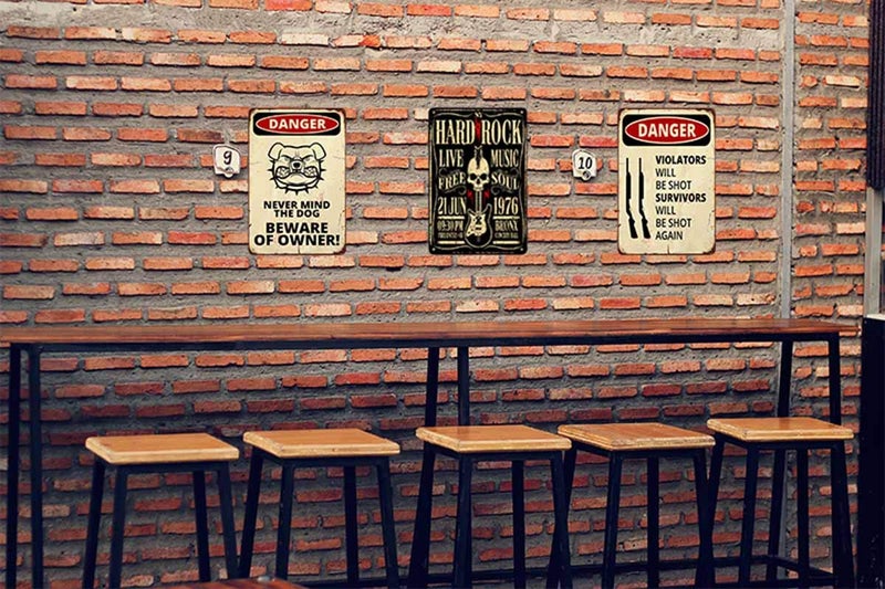 AOYEGO Hard Rock Poster Tin Sign,Rock Roll Music with Skull Guitar Vintage Metal Tin Signs for Cafes Bars Pubs Shop Wall Decorative Funny Retro Signs for Men Women 8x12 Inch - Image 4