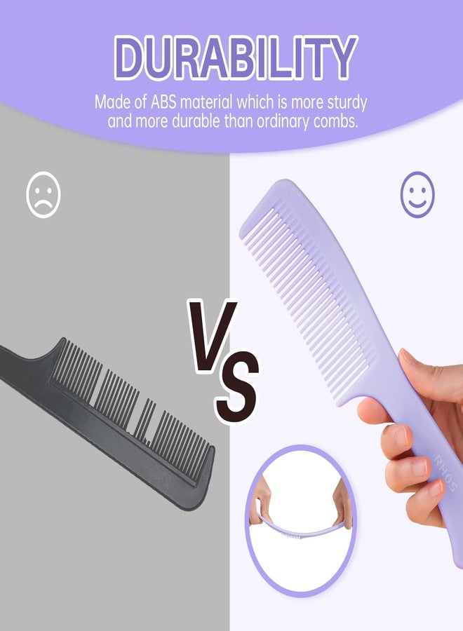 RHOS Medium Tooth Detangling Comb Set for Curly/Straight/Short/Thick Hair, Wet & Dry Use - Pink & Purple - Image 2