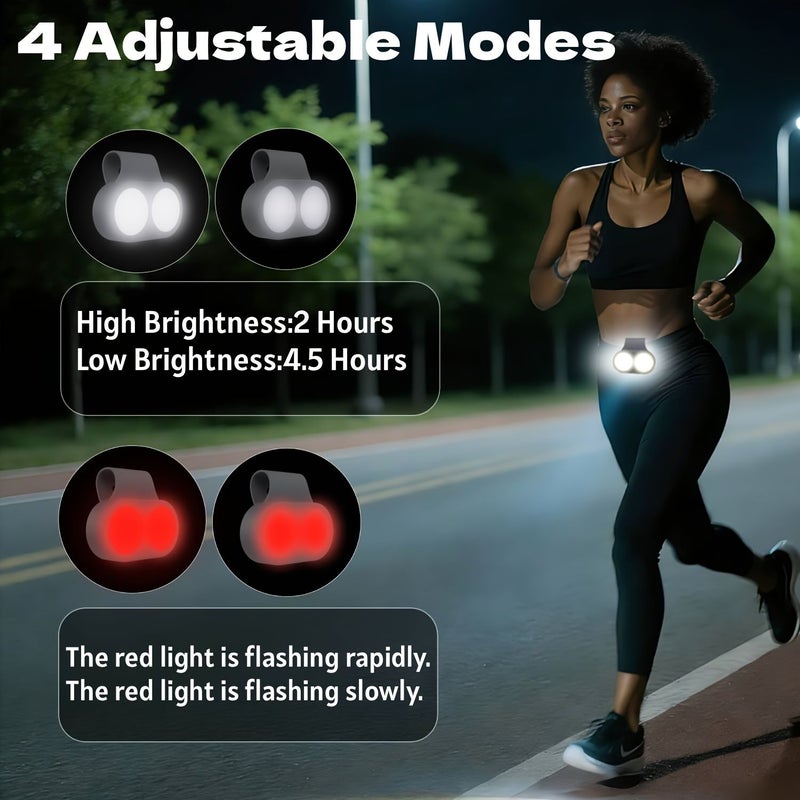 Set of 2 Clip On Rechargeable Flashlights for Runners Night Safety Hands Free LED - Image 2