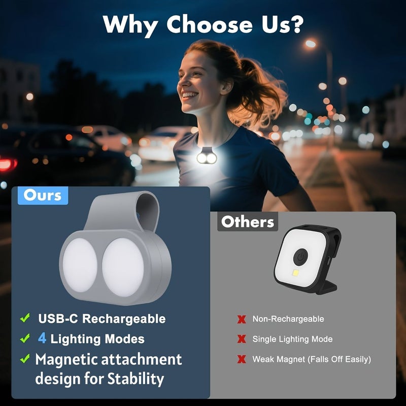 Set of 2 Clip On Rechargeable Flashlights for Runners Night Safety Hands Free LED - Image 5