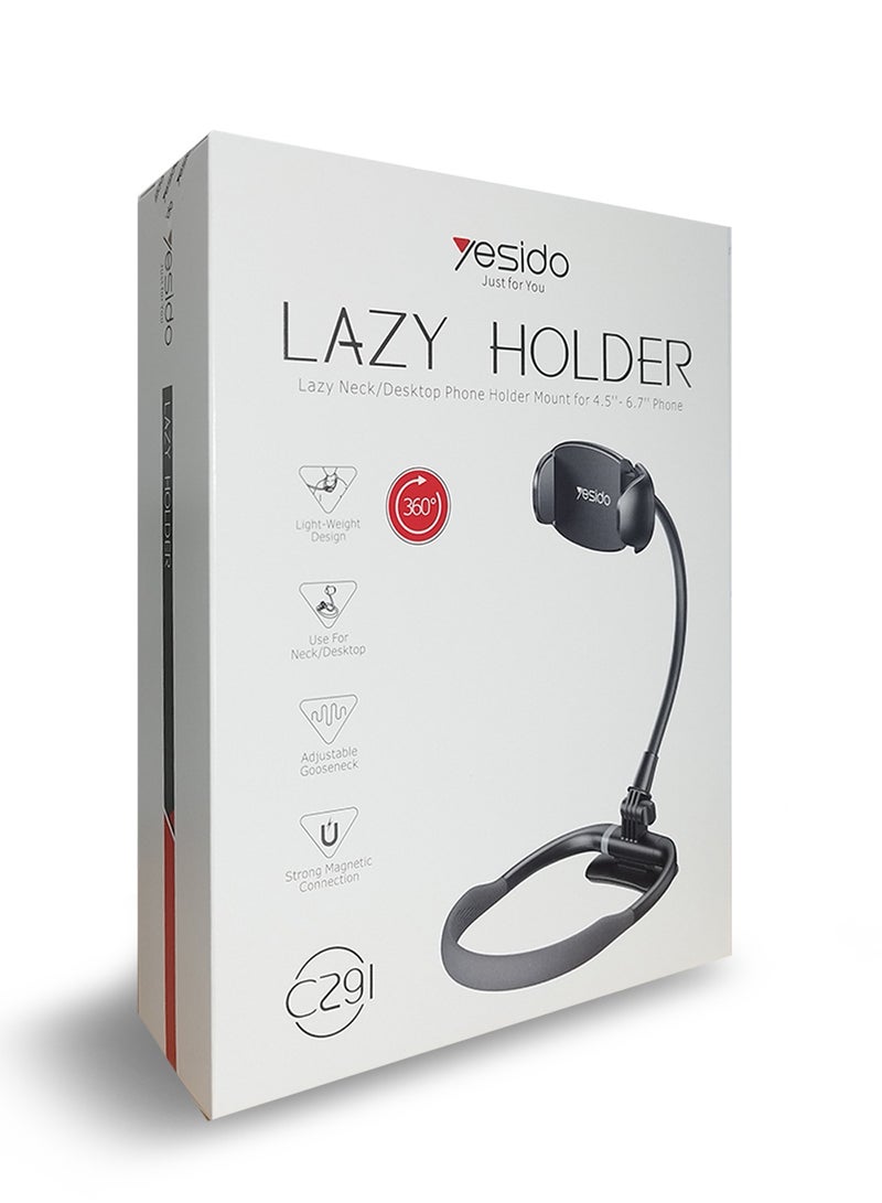 Yesido Lazy Holder C291 Magnetic Phone Holder Adjustable And Rotatable Black - Image 1