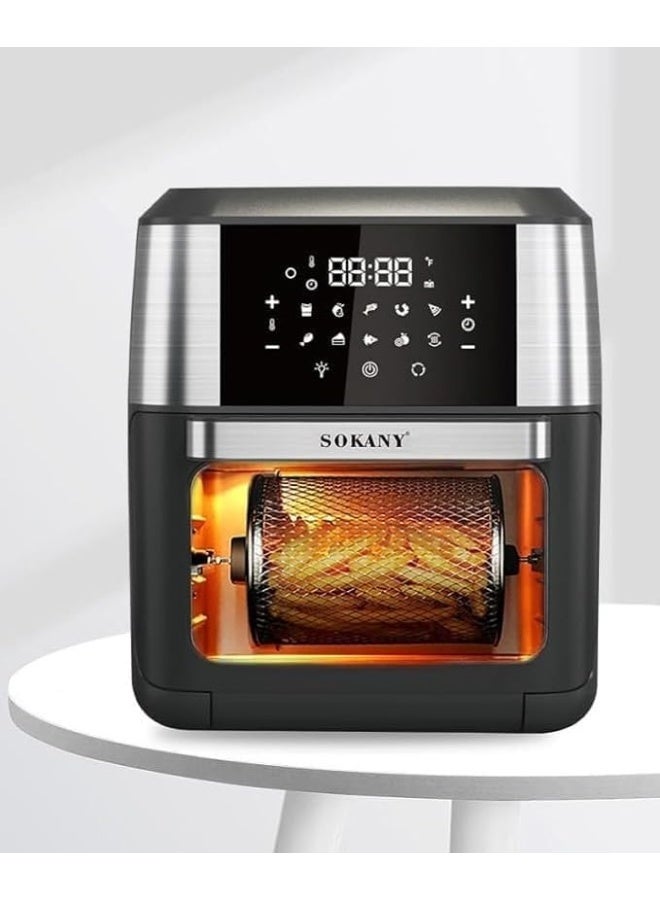 سوكاني SOKANY SK-ZG-8029 مقلاة هوائية رقمية سعة 12 لترًا وقوة 1800 واط وفرن متعدد الوظائف مع شواية وملحقاتها - Image 1