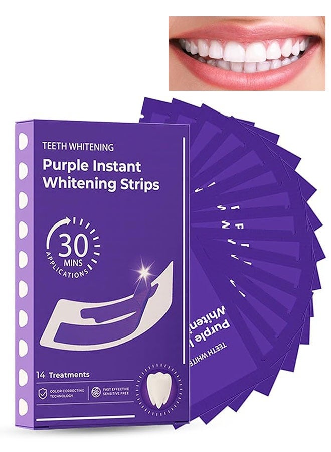 IVISMILE Purple Teeth Whitening Strips 14 Treatments, Teeth Whitening and Stain Treatment Strips, Bad Breath, Yellow Stains, Gum Care and Stain Removal, Gentle Dental Care Strips for Daily Oral Routine - Image 1
