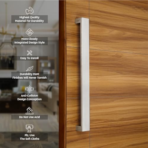 LAPO Stainless Steel Pull Handle for Main Entrance | 18 Inch Pull Push Design for Office Doors | Matt Finish | Fits 30–100mm Thickness | Designed for Wooden & Glass Doors| 3 Years Warranty - Image 3
