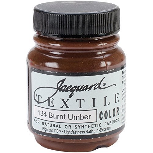 Jacquard Textile Color Burnt Umber- Permanent Fabric Paint for Clothes, Furniture Upholstery, Shoes or Tote Bags – Indoor & Outdoor Fabric Paint – 2.25 Oz Jar, Upholstery Fabric Paint - Image 1