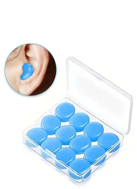 Reusable Silicone Ear Plugs For Sleeping Swimming, 32dB NRR Reusable Silicone Soft Moldable Noise Cancelling Waterproof Sound Blocking Earplugs For Snoring, Working, Airplanes,  Musicians 6 pairs
