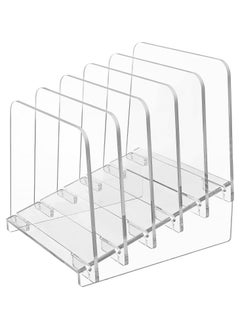 Acrylic File Organizer 5 Sections File Folder Holder for Desk Acrylic File Organizer Sorter Vertical File Rack Document Sorter for Office School Home