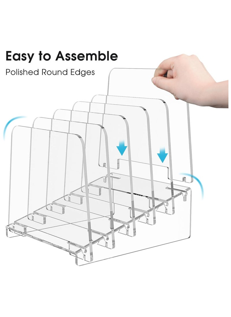 Generic - Acrylic File Organizer 5 Sections File Folder Holder for Desk Acrylic File Organizer Sorter Vertical File Rack Document Sorter for Office School Home - Image 1