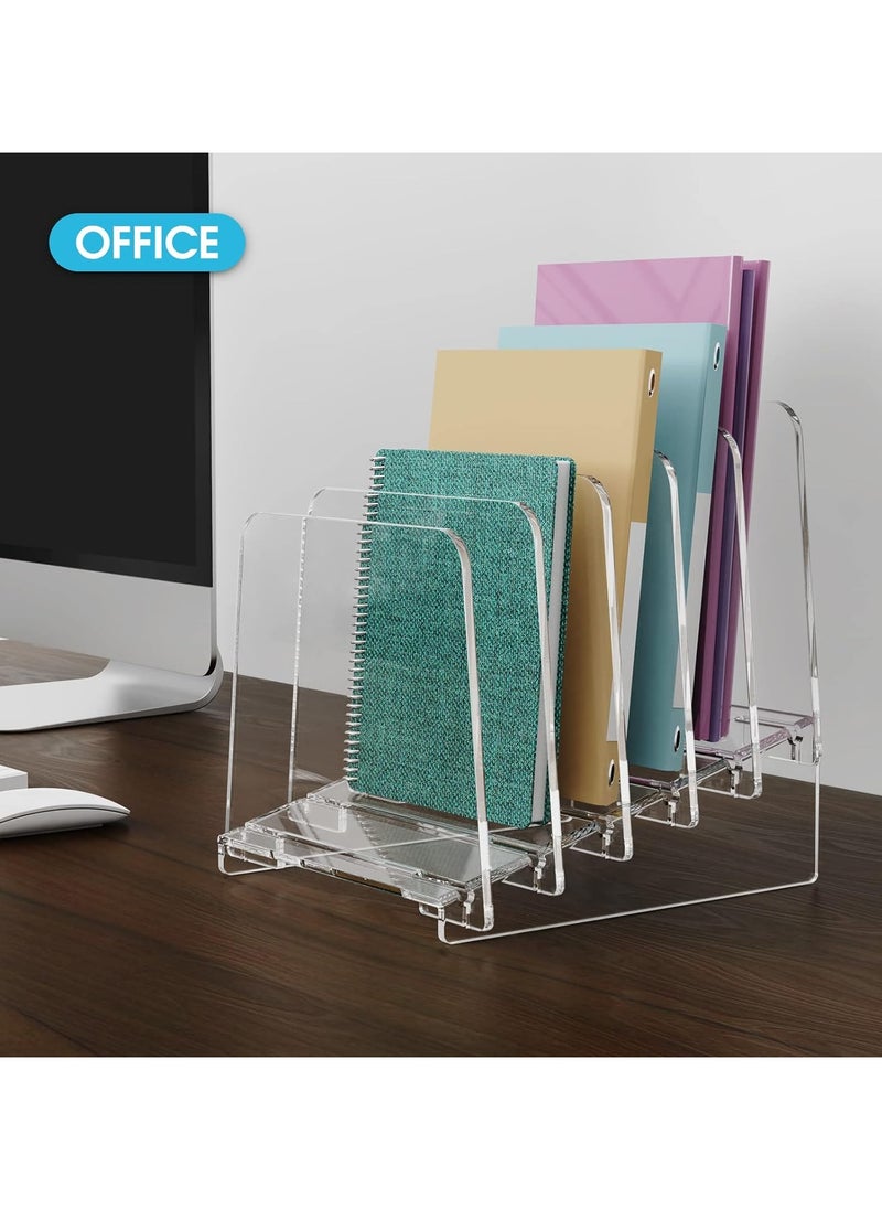 Generic - Acrylic File Organizer 5 Sections File Folder Holder for Desk Acrylic File Organizer Sorter Vertical File Rack Document Sorter for Office School Home - Image 1