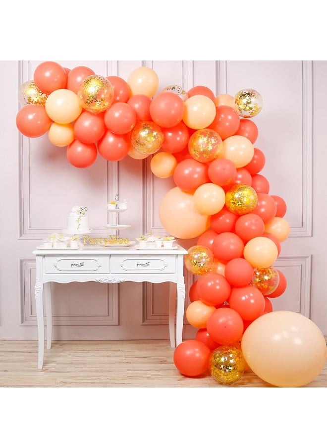 PartyWoo PartyWoo Coral Balloons, 60 pcs Coral Latex Balloons, Peach Balloons, Gold Confetti Balloons, Jumbo Peach Balloons for Coral Birthday Decorations, Coral Party Decorations, Coral Wedding Decorations  - Image 2