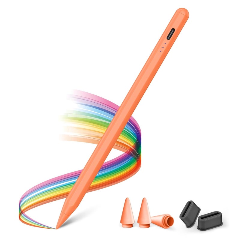 Kingone Upgraded Stylus Pen, Ultra High Precision & Sensitivity, Palm Rejection, Prevents False ON/Off Touch, Power Display Tilt Sensitivity, Magnetic Adsorption,iPad (Orange) - Image 1