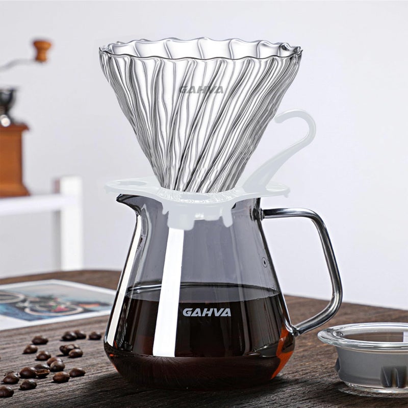 قمع ترشيح القهوة الزجاجي GAHVA V60، مخروط فلتر القهوة بالصب - قابل لإعادة الاستخدام، يناسب جميع الأكواب والأكواب حجم-02 (أبيض شفاف) - Image 3