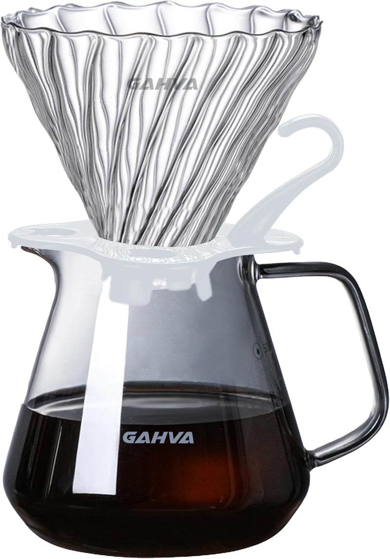 قمع ترشيح القهوة الزجاجي GAHVA V60، مخروط فلتر القهوة بالصب - قابل لإعادة الاستخدام، يناسب جميع الأكواب والأكواب حجم-02 (أبيض شفاف) - Image 4