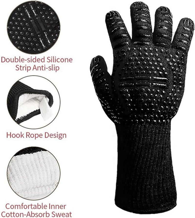 Gloves Fireproof Anti Heat Insulation Glove Microwave Oven High Temperature Resistance for Kitchen Cook(Red) - Image 5