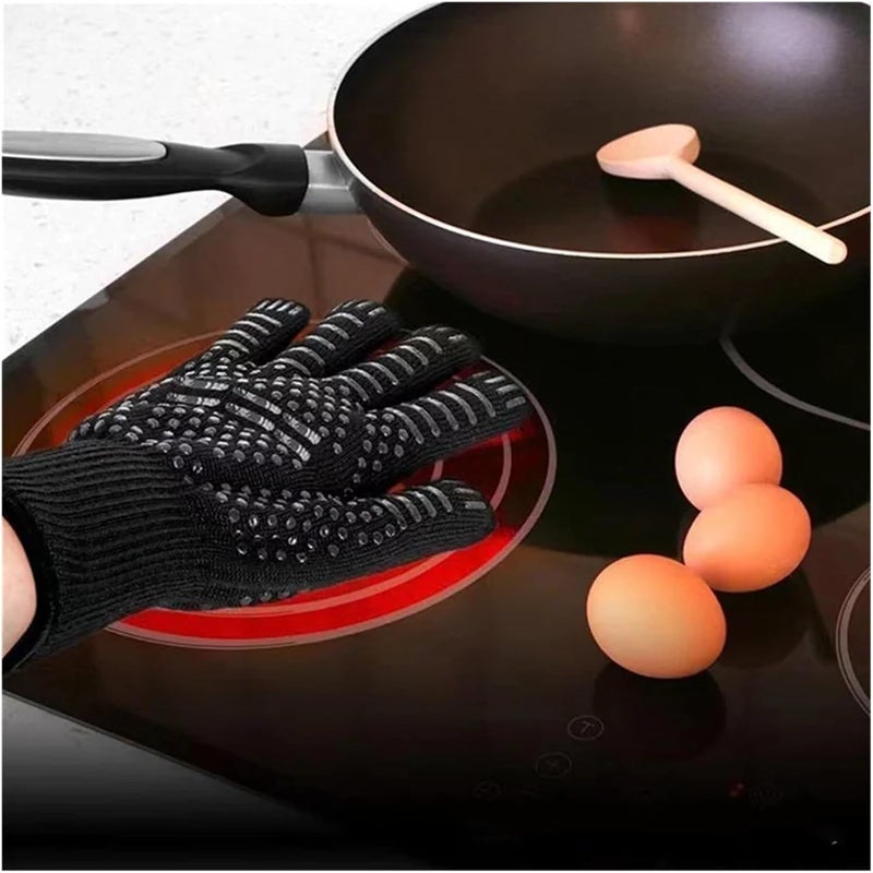 Gloves Fireproof Anti Heat Insulation Glove Microwave Oven High Temperature Resistance for Kitchen Cook(Red) - Image 2