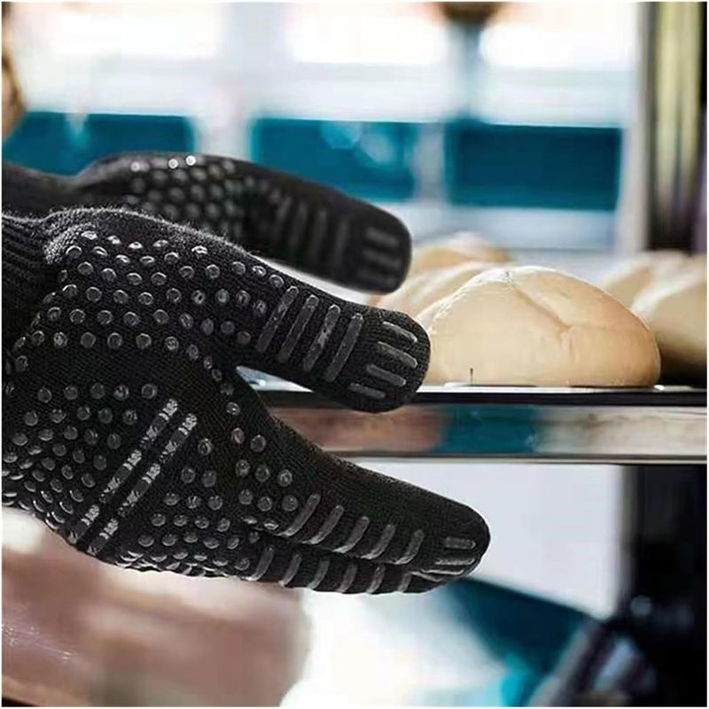 Gloves Fireproof Anti Heat Insulation Glove Microwave Oven High Temperature Resistance for Kitchen Cook(Red) - Image 3