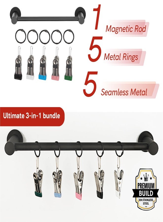 ULIBERMAGNET Magnetic Anchor Chart Holder, Magnetic Calendar Bar for Classroom Whiteboard, Black Adjustable Rod Charts, Flip Calendar Rod with 5 Rings + 5 Clips for Multi-Purpose Hanging - Image 5