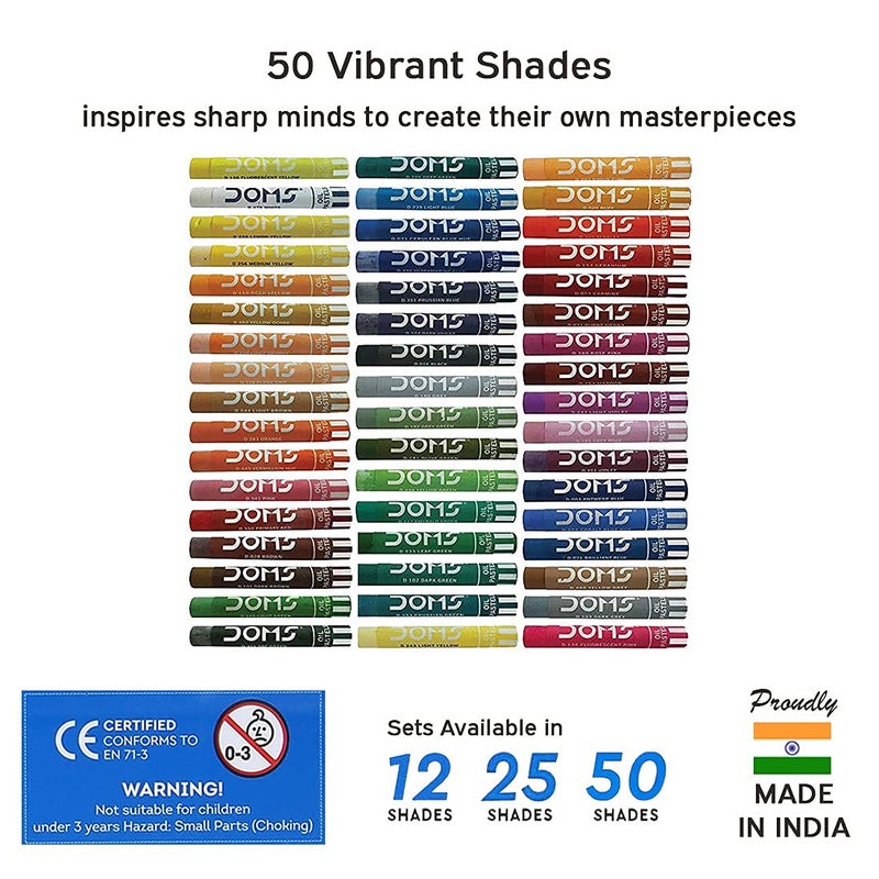 Doms 25 Shades Oil Pastel with Case | Smooth Color Intermixing for Better Effect | Bright and Intense Colors | Free Scrapping Tool | Non-Toxic and Safe for Childrens | Pack of 1, Multicolor - Image 3