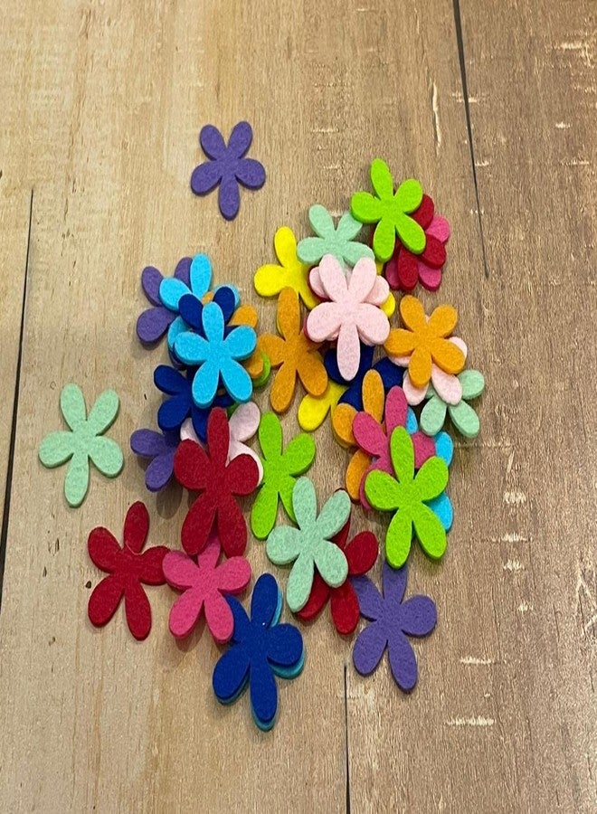 OON Felt Flowers for Decoration/Hangings/Crafts DIY Size 1 Inch Multi Color Randomly 50 Colored Pieces - Image 1