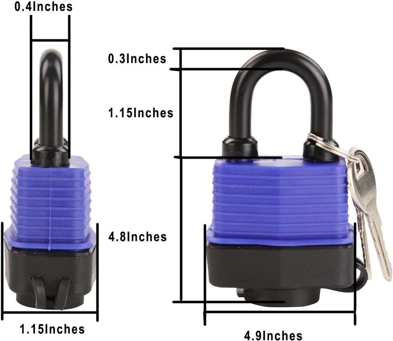SEPOX ® Out-Door Padlock, 44mm 1.75" Premier Weather-Resistant Padlock Keyed-Alike, Heavy-Duty Security for Storage, Gates, Boats, Marine, Fence, 3Pcs of Locks 6Pcs Same Keys Convenience - Image 2