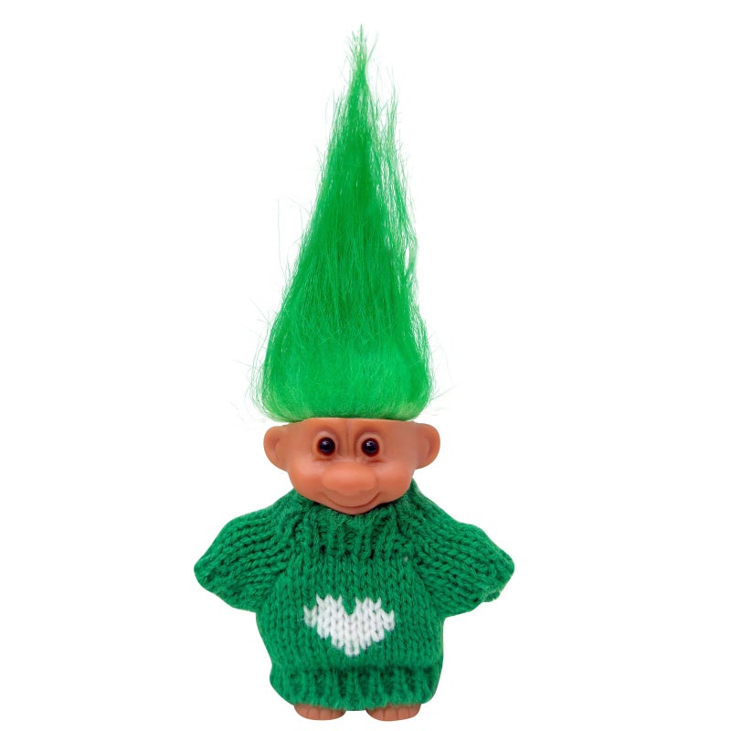 Yintlilocn Retro Vintage Lucky Troll Dolls Assorted Hair Colors Chromatic Adorable for Collections School Project Arts and Crafts Party Favors Green - Image 3