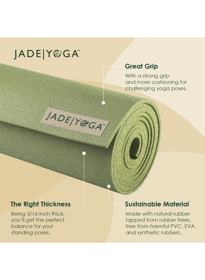JadeYoga JadeYoga Harmony Yoga Mat- Durable & Thick Gym Fitness Mat, Non-Slip Natural Rubber Yoga Mat- Home Exercise & Stretching Mat, Workout Mat- Yoga, Pilate & Meditation for Women & Men (Olive Green, 74'')  - Image 3