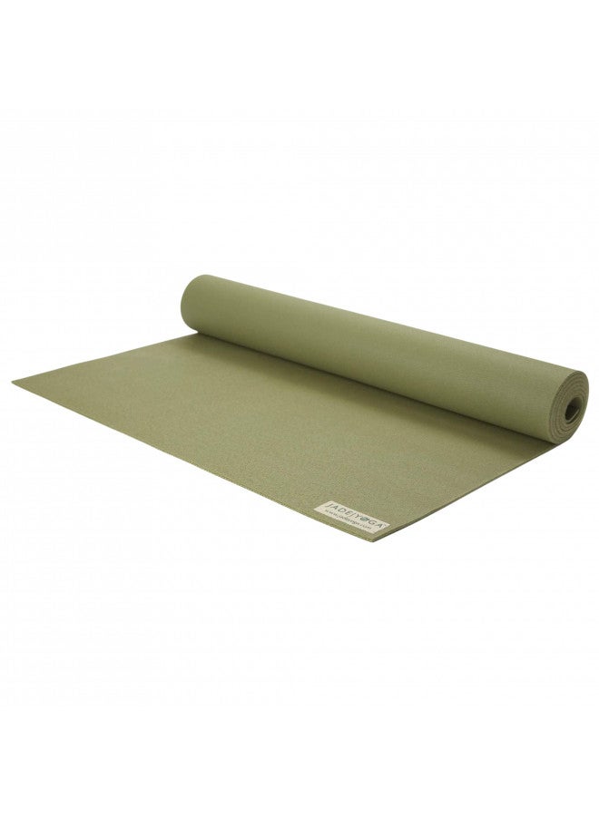 JadeYoga JadeYoga Harmony Yoga Mat- Durable & Thick Gym Fitness Mat, Non-Slip Natural Rubber Yoga Mat- Home Exercise & Stretching Mat, Workout Mat- Yoga, Pilate & Meditation for Women & Men (Olive Green, 74'')  - Image 1