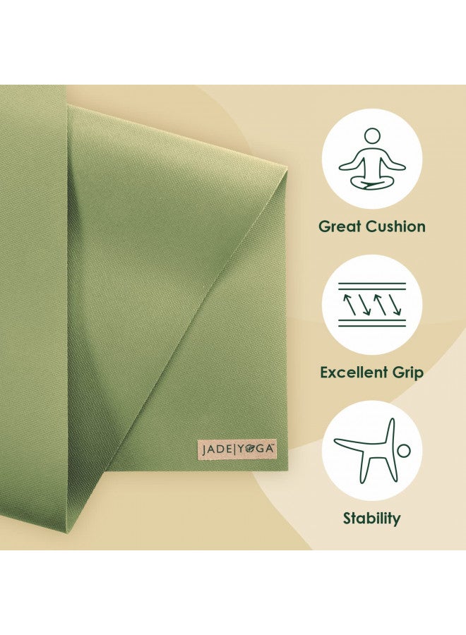 JadeYoga JadeYoga Harmony Yoga Mat- Durable & Thick Gym Fitness Mat, Non-Slip Natural Rubber Yoga Mat- Home Exercise & Stretching Mat, Workout Mat- Yoga, Pilate & Meditation for Women & Men (Olive Green, 74'')  - Image 2