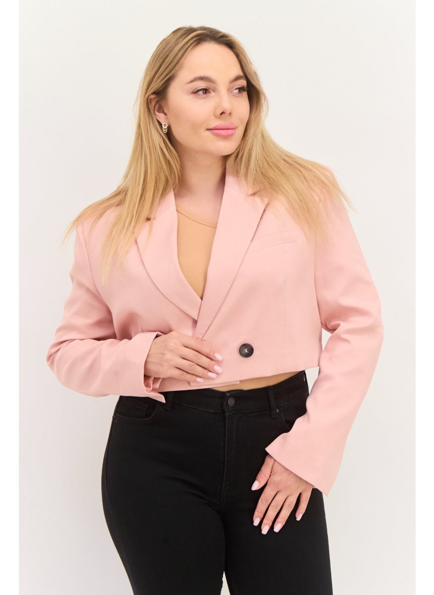 Women Regular Fit Solid Semi-Formal Blazer, Pink - pzsku/Z7EF91327DC8AA08BC02AZ/45/_/1737642402/3b0437a2-f1f4-430f-9684-520f131cc670