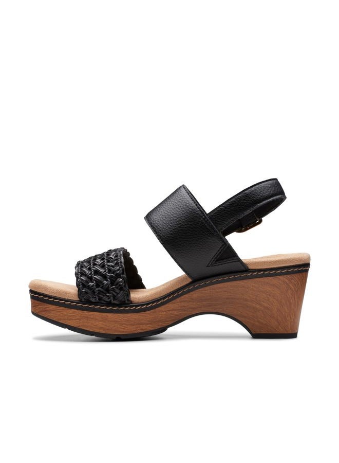 clarks Women's Seannah Step Wedge Sandal, Black Leather, 41 EU - Image 4