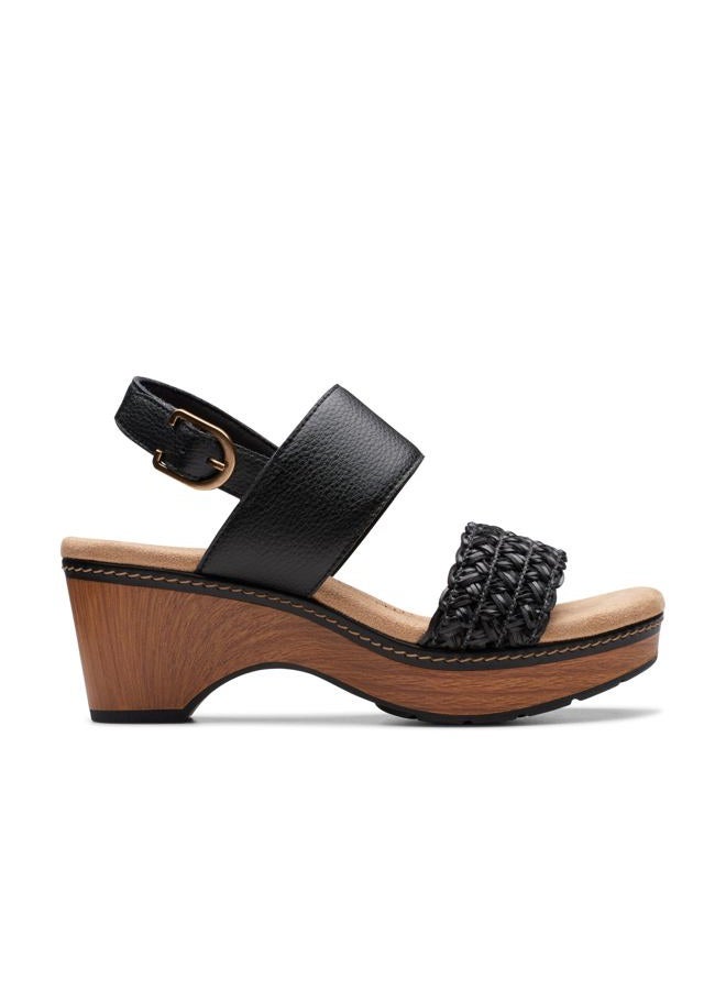 clarks Women's Seannah Step Wedge Sandal, Black Leather, 41 EU - Image 3
