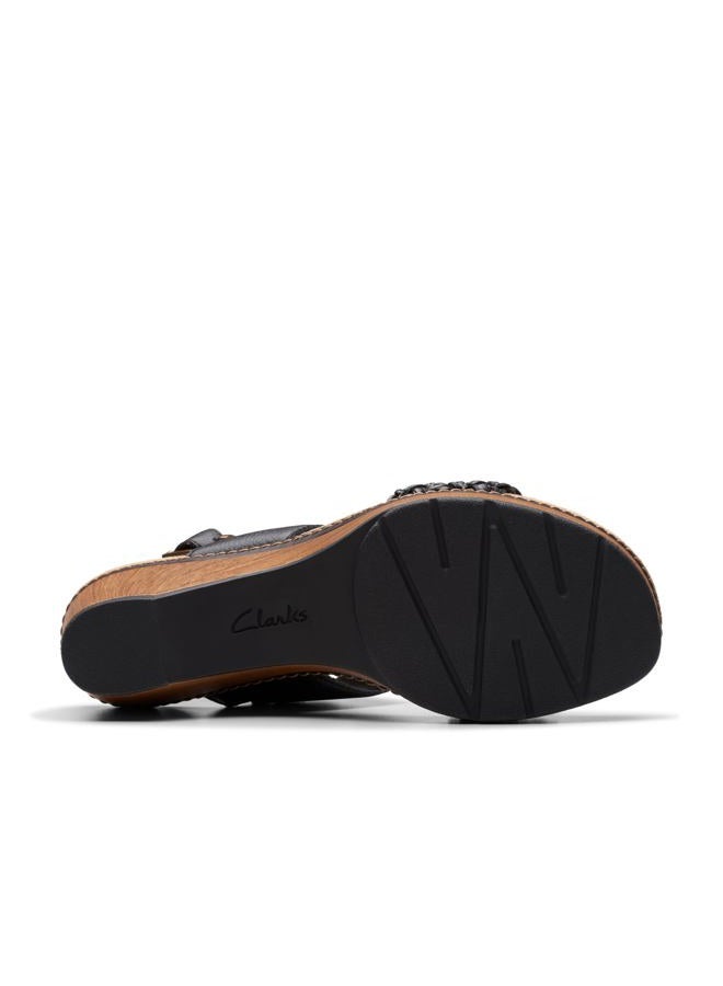 clarks Women's Seannah Step Wedge Sandal, Black Leather, 41 EU - Image 5