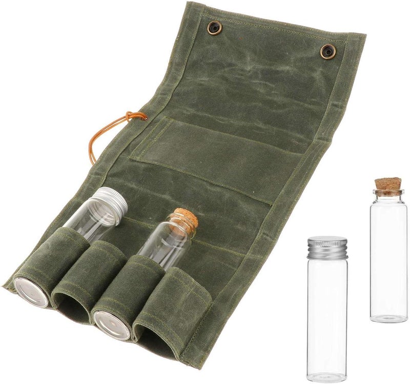 klarakoGlass Spice Jars Bottles Spice Storage Containers with Lids for Outdoor Camping BBQ Hiking Storing Spice,Herbs and Powders klarako4pcs Green - Image 1