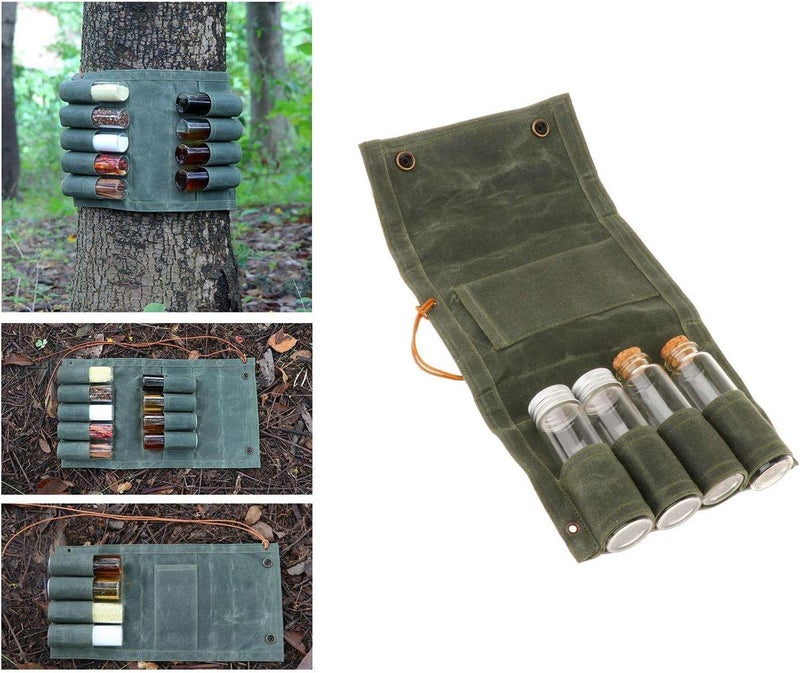 klarakoGlass Spice Jars Bottles Spice Storage Containers with Lids for Outdoor Camping BBQ Hiking Storing Spice,Herbs and Powders klarako4pcs Green - Image 5