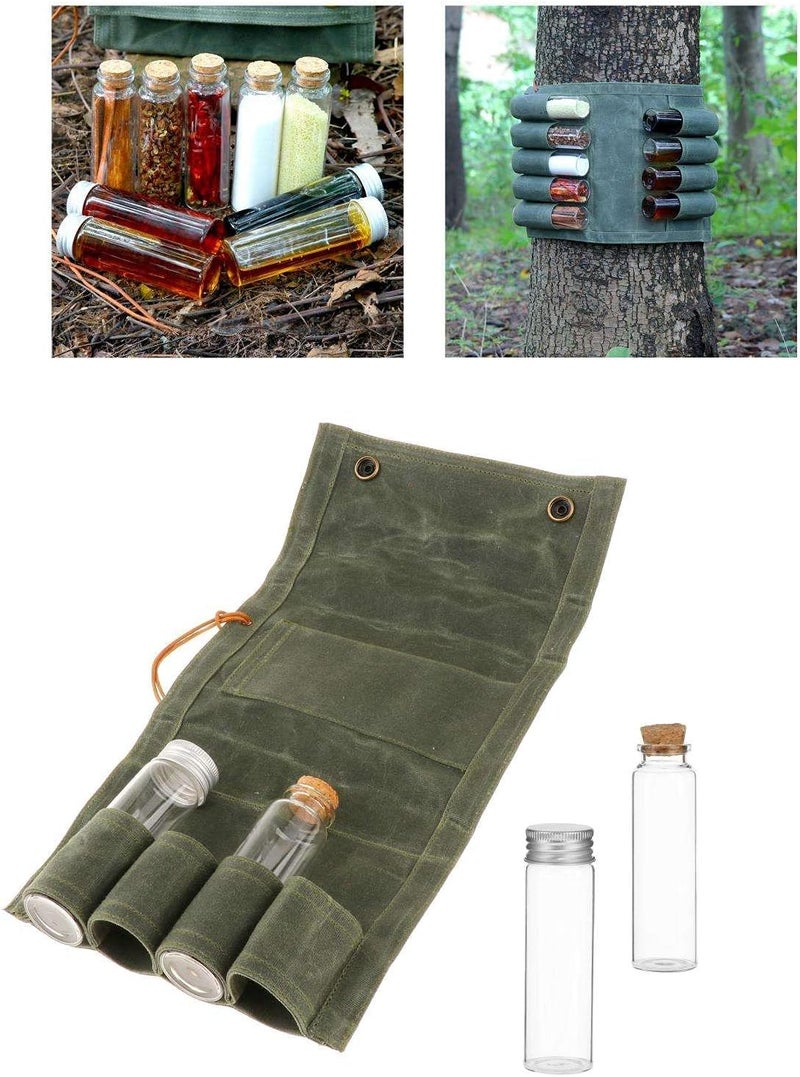 klarakoGlass Spice Jars Bottles Spice Storage Containers with Lids for Outdoor Camping BBQ Hiking Storing Spice,Herbs and Powders klarako4pcs Green - Image 4