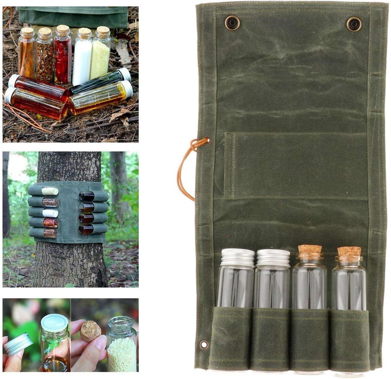 klarakoGlass Spice Jars Bottles Spice Storage Containers with Lids for Outdoor Camping BBQ Hiking Storing Spice,Herbs and Powders klarako4pcs Green - Image 3