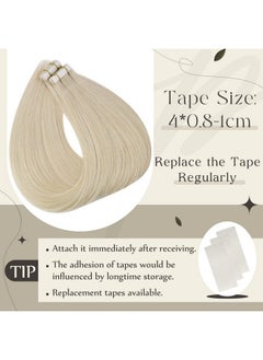 Full Shine Fashion Tape Hair Extensions Real Human Hair Couture Short 12 Inch Color 60 Platinum Blonde Tape In Remy Extensions 20 Pieces 30G Full Thick Ends Hair Piece For Invisible Tape Extensions  - Image 5