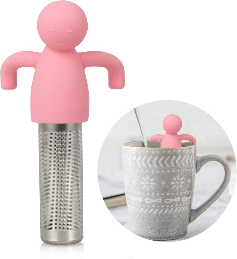 Leden Loose Leaf Tea Steeper Cute Tea Infuser for Girl Kids Extra Fine Mesh Tea Ball Stainless Steel Tea Filter with Silicone Lid for Cup Mug Pot Pink - Image 1