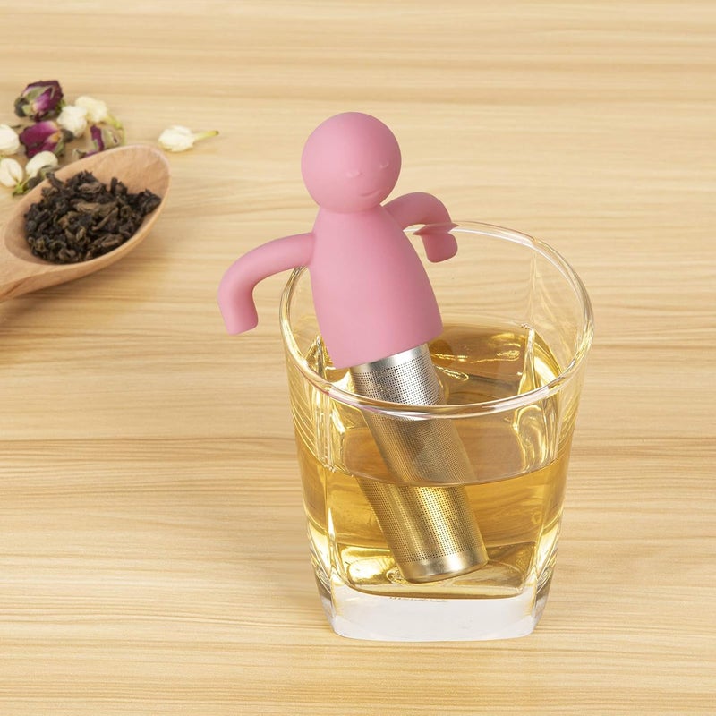 Leden Loose Leaf Tea Steeper Cute Tea Infuser for Girl Kids Extra Fine Mesh Tea Ball Stainless Steel Tea Filter with Silicone Lid for Cup Mug Pot Pink - Image 2