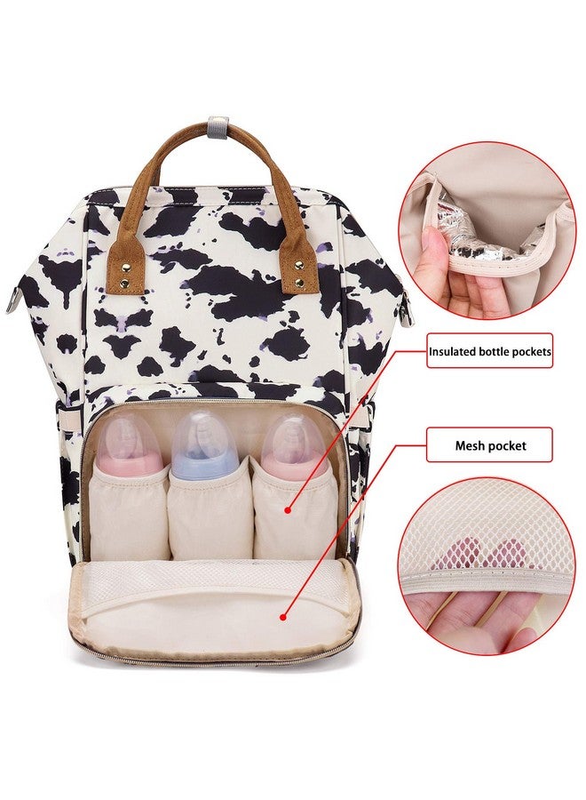 FEWOFJ Cow Print Diaper Bag Backpack For Baby Girls Mom Womens Large Maternity Nappy Bags - Image 3