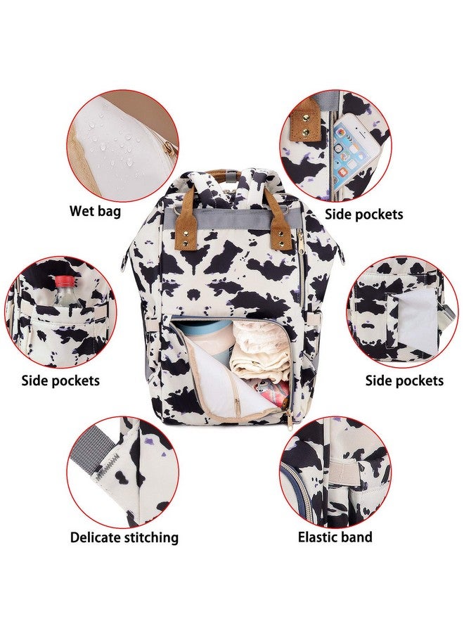 FEWOFJ Cow Print Diaper Bag Backpack For Baby Girls Mom Womens Large Maternity Nappy Bags - Image 5