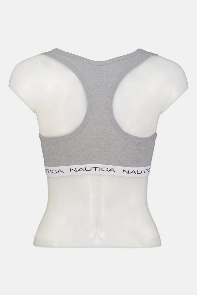 NAUTICA Women 2 Pcs Brand Logo Non-Padded Bralette, Grey - Image 3