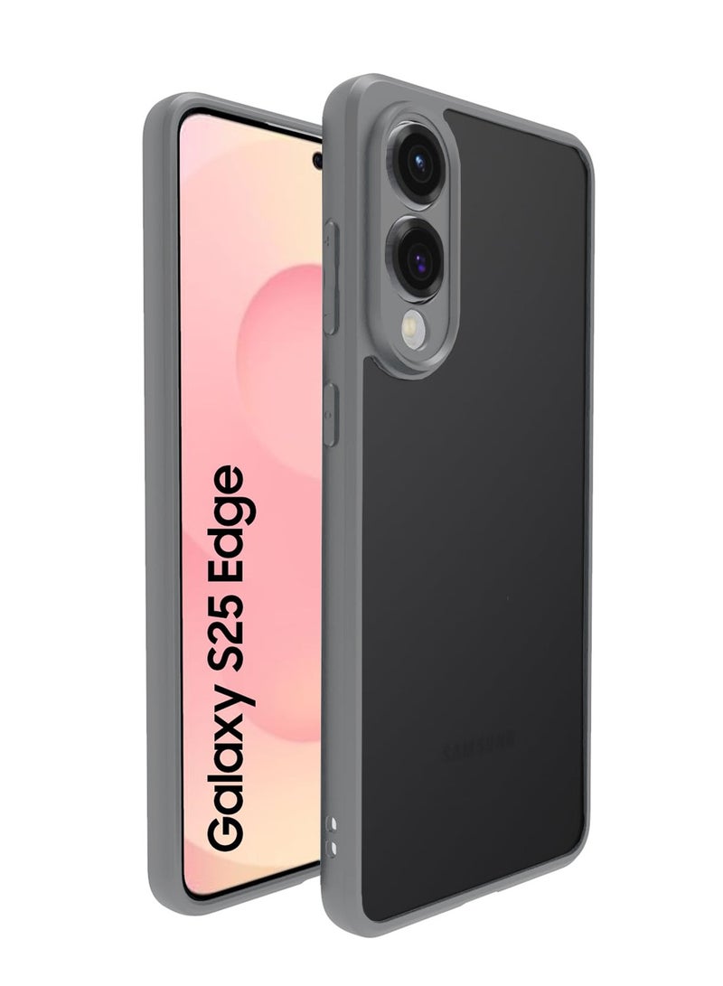 Wtech Samsung Galaxy S25 Edge 5G 2025 Hybrid TPU Silicone with Raised Armour Bumpers Slim Case Cover (MCAPSA) - Clear/Grey - Image 1